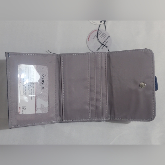 Mundi Anna Indexer RFID Vegan Leather Tri-Fold Wallet In Blue Silver Tone Accent - Picture 7 of 11
